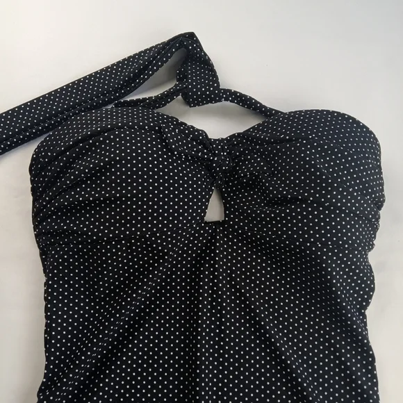 Unique Vintage XL 50'S STYL BEACH BABE Women's Swim Suit NWT BLACK W/ WHITE DOTS - Picture 2 of 16